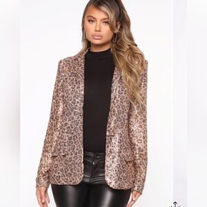 NEW FASHION NOVA SEQUIN LEOPARD BLAZER, S